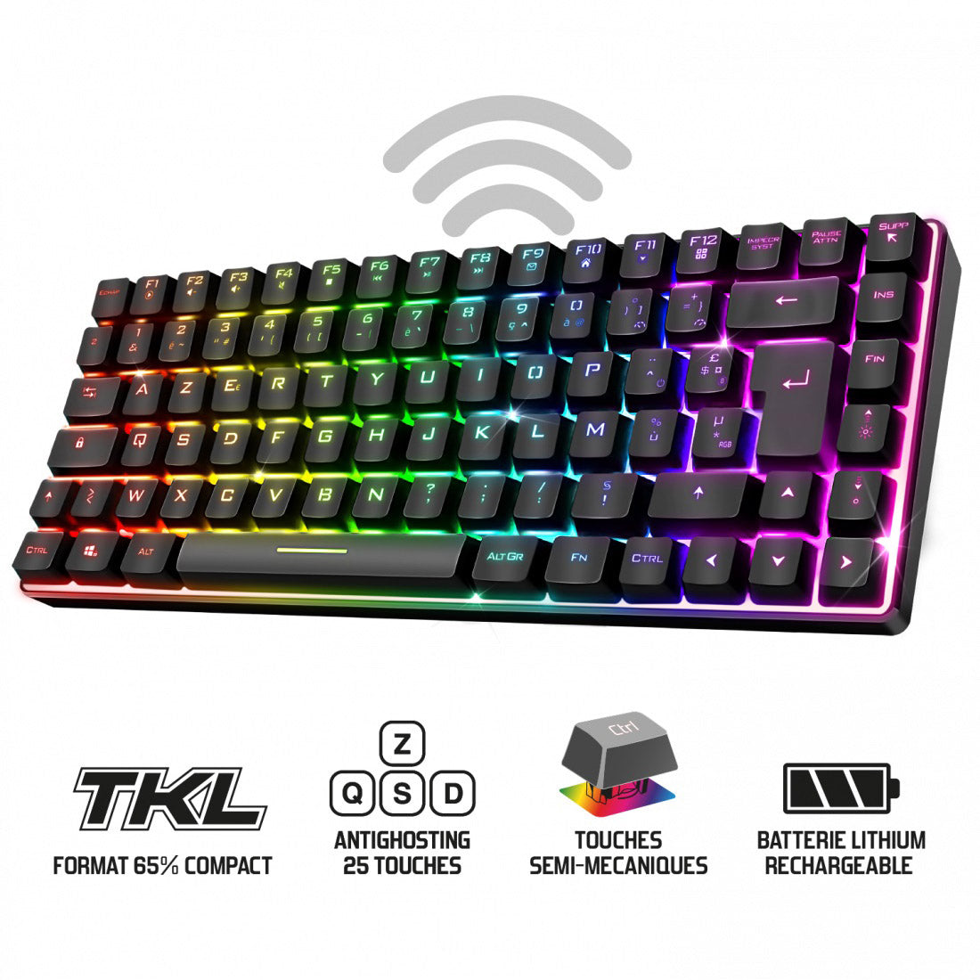 Clavier Semi-mécanique TKL RGB Sans fil - ELITE-K70 - Spirit of Gamer
