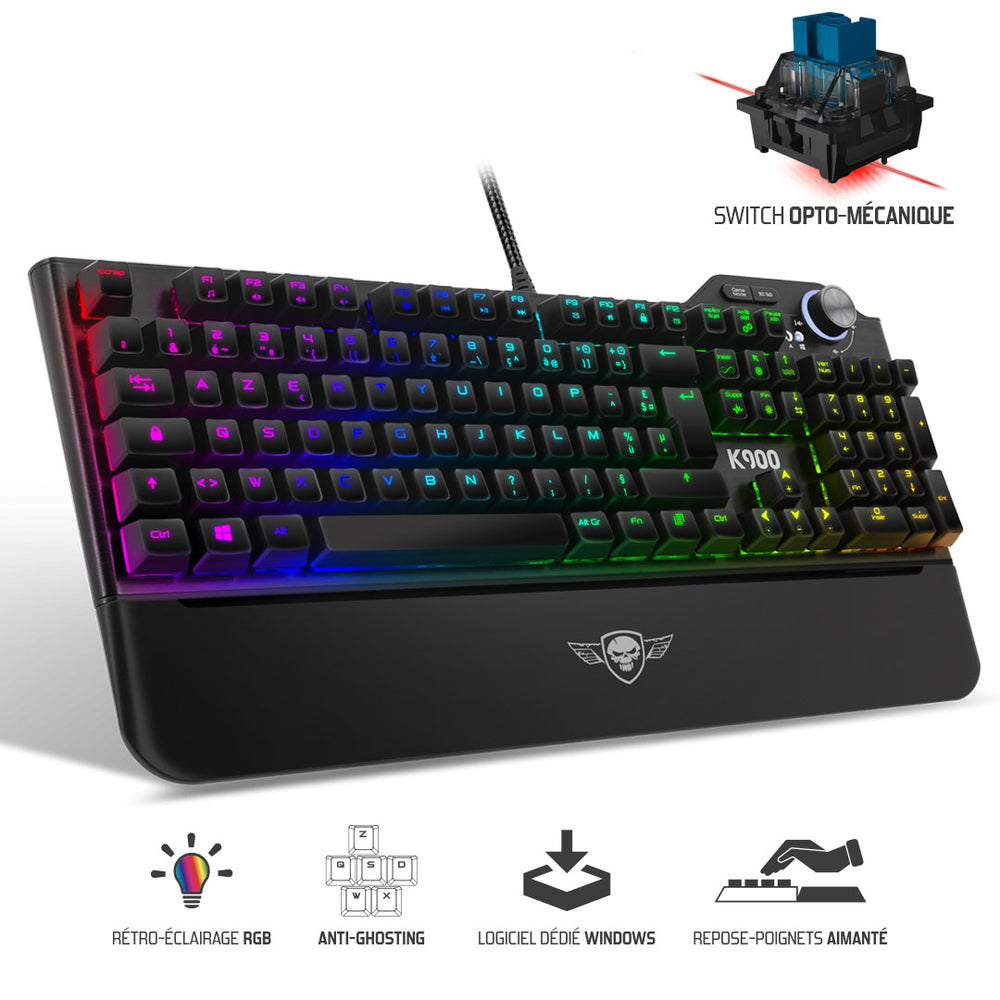 Spirit of Gamer - Clavier Gamer Opto-Mécanique - LED RGB - Anti Ghosthing - XPERT K900