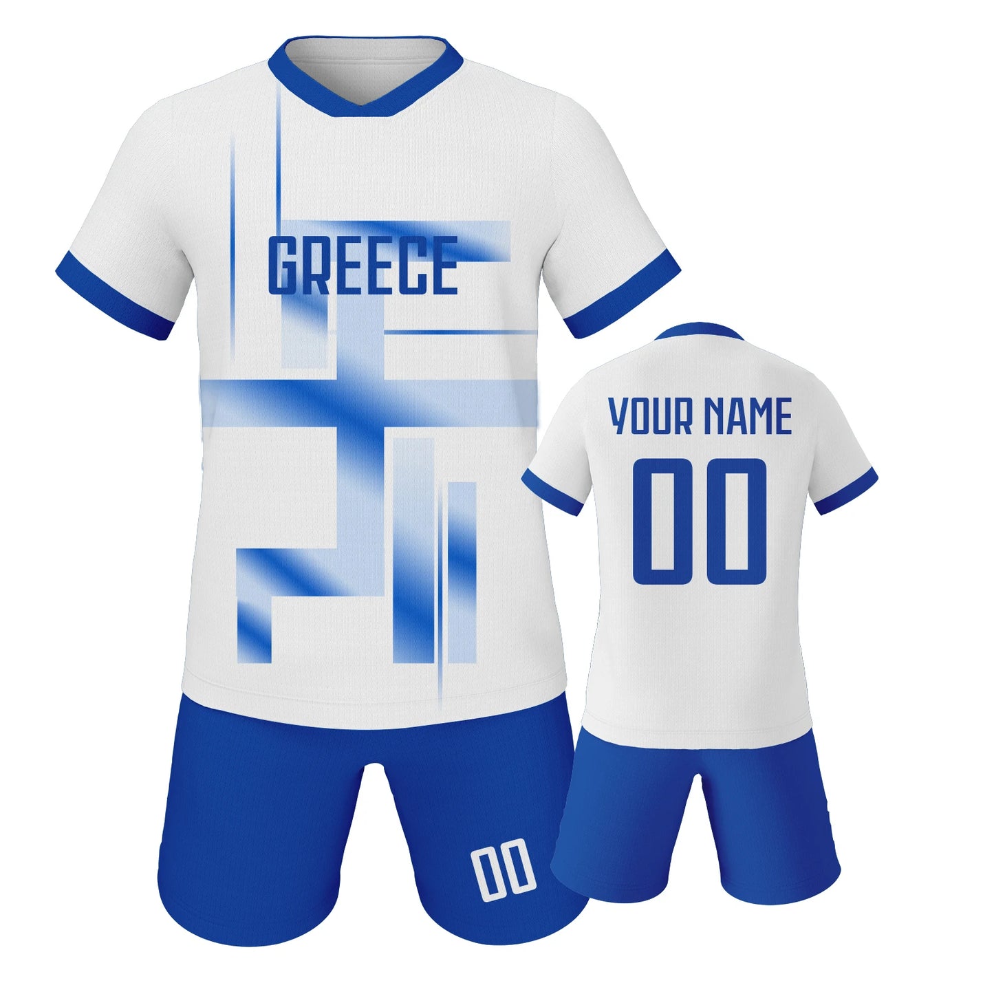 Maillot de Football Personnalisé Grèce pour Enfants - Kit Complet avec Nom et Numéro