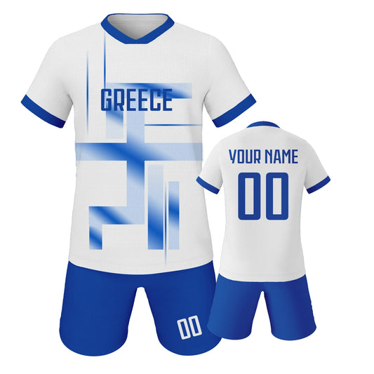 Maillot de Football Personnalisé Grèce pour Enfants - Kit Complet avec Nom et Numéro