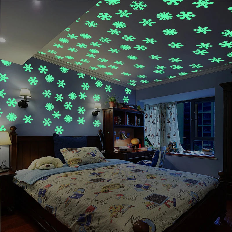 Autocollant mural flocon de neige lumineux - 50 pièces