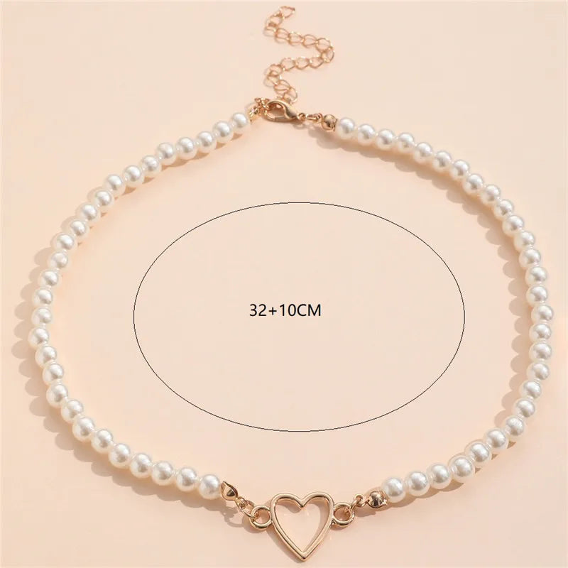Collier Ras-du-Cou Cœur d'Amour en Perles