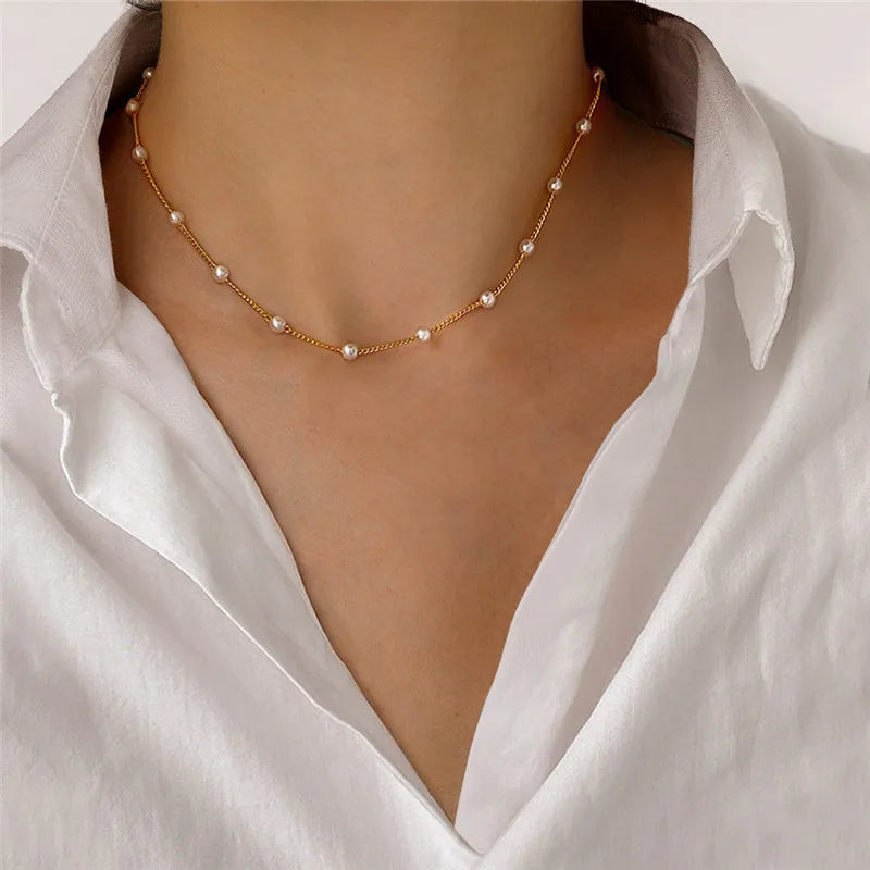 Collier Ras-du-Cou Cœur d'Amour en Perles