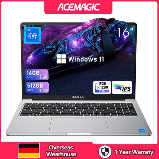 ACEMAGIC Laptop 16" - Performances Avancées pour Travail et Divertissement