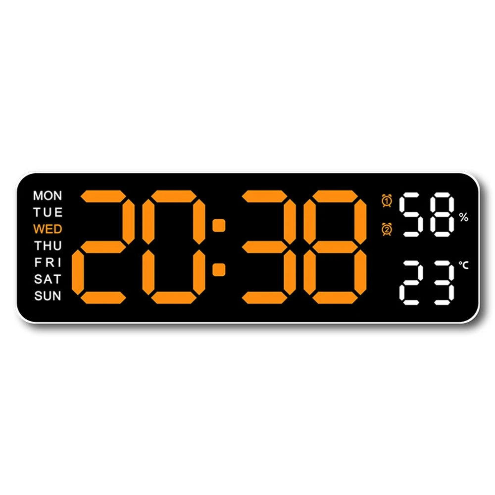 Grande horloge murale numérique LED avec température