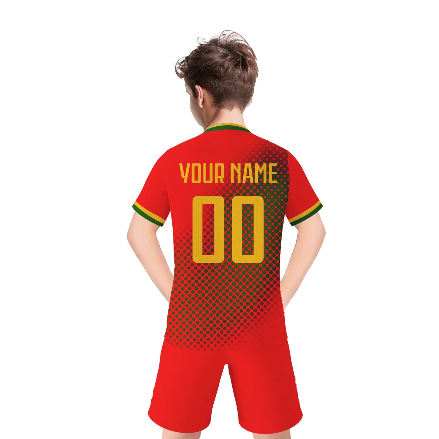 Maillot de Football Personnalisé Portugal pour Enfants - Kit Complet avec Nom et Numéro