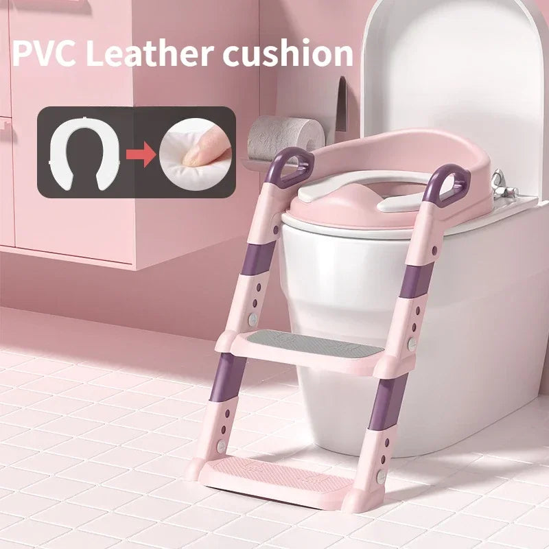 Abattant de toilette enfant avec escalier et support pliant