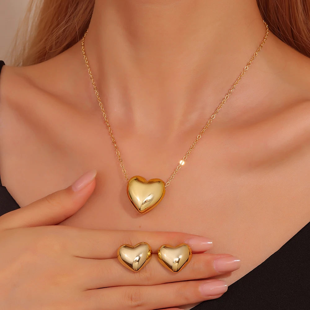 Ensemble de Bijoux 3 Pièces en Forme de Cœur