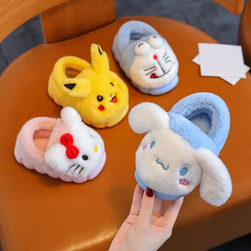 Pantoufles plates en peluche pour enfants