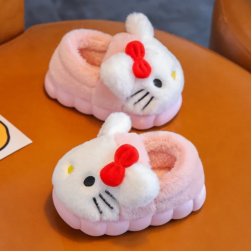 Pantoufles plates en peluche pour enfants