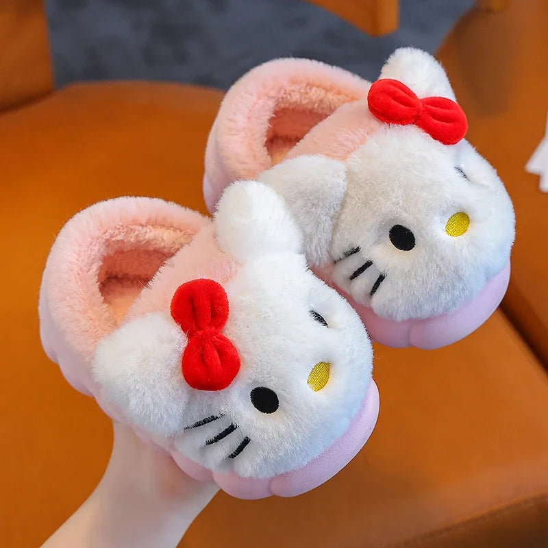 Pantoufles plates en peluche pour enfants