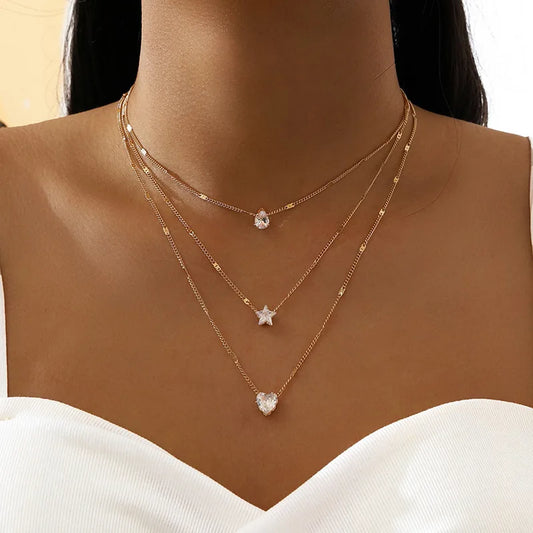 Ensemble de Colliers à Pendentifs en Cristal Zircon