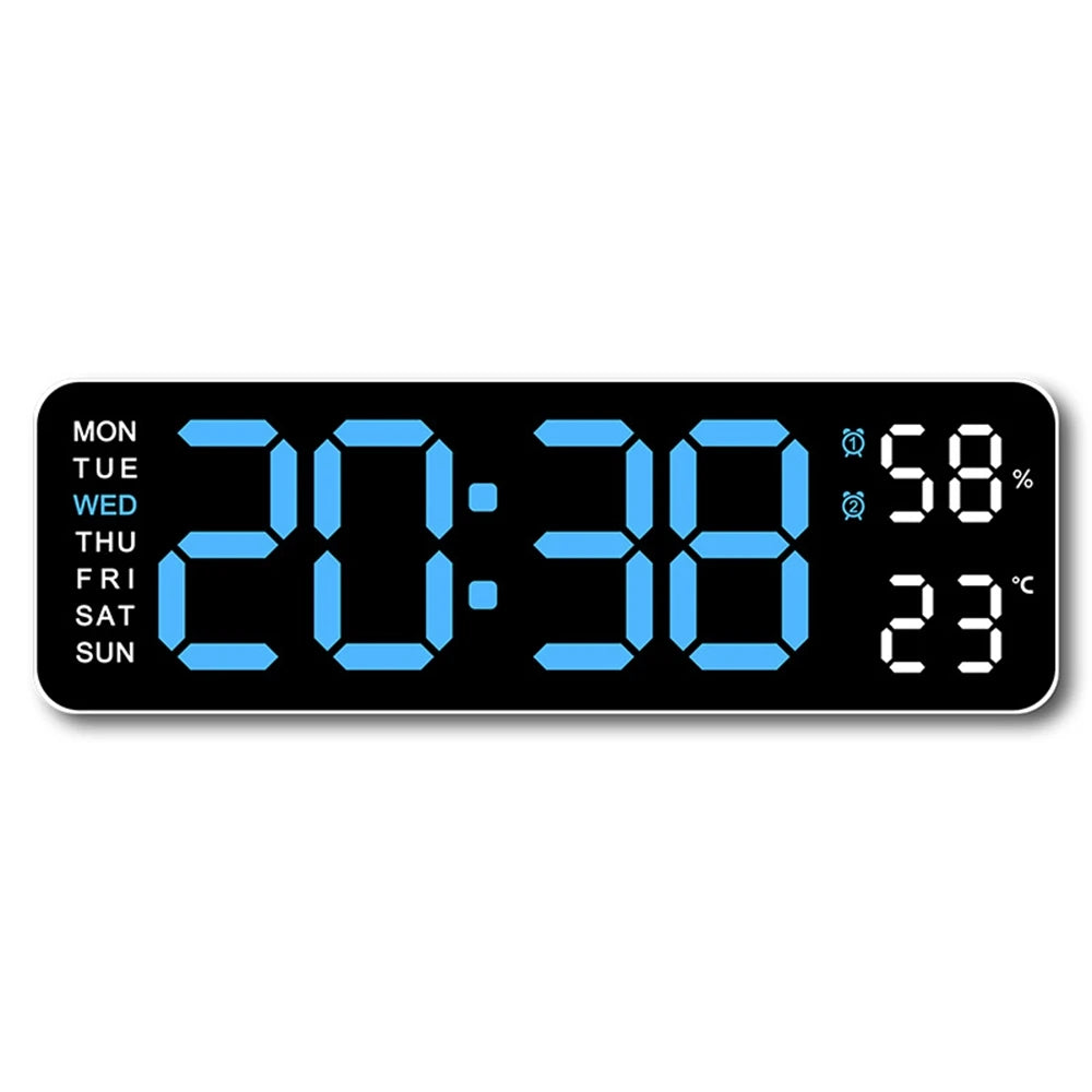 Grande horloge murale numérique LED avec température