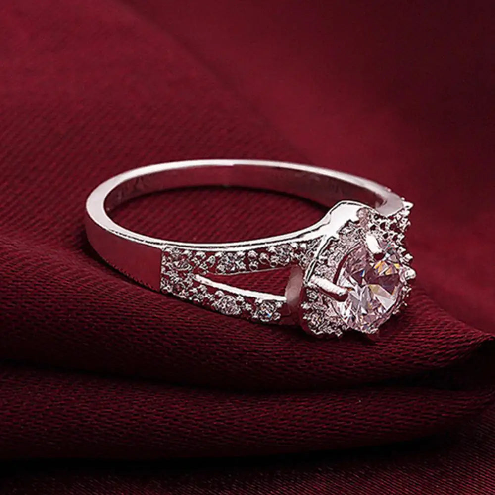 Bague en Argent Sterling 925 avec Cristal en Forme de Cœur