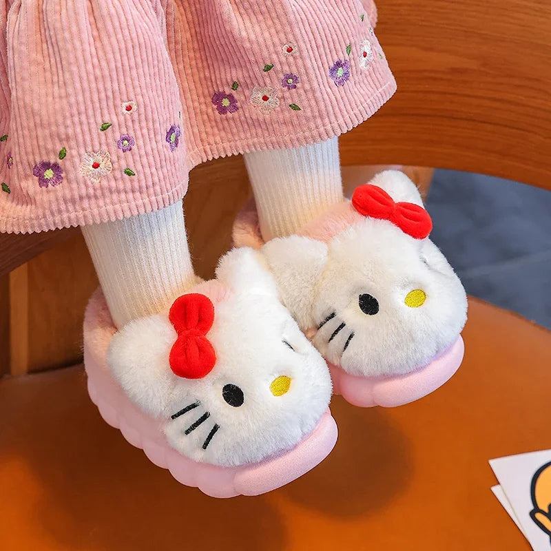 Pantoufles plates en peluche pour enfants
