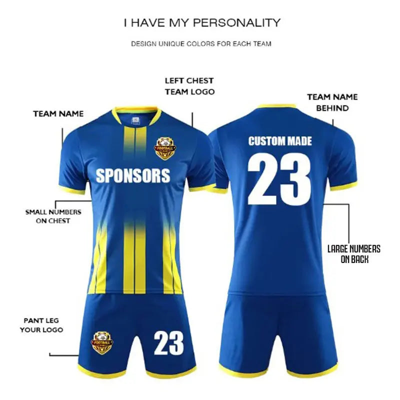 Maillot de Football Personnalisé - Kit Complet pour Adultes et Enfants