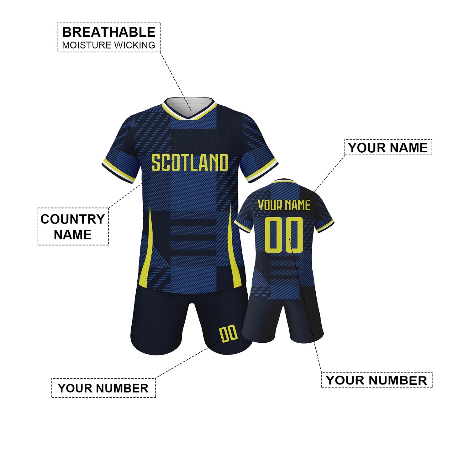 Maillot de Football Personnalisable pour Enfants - Équipe Écossaise