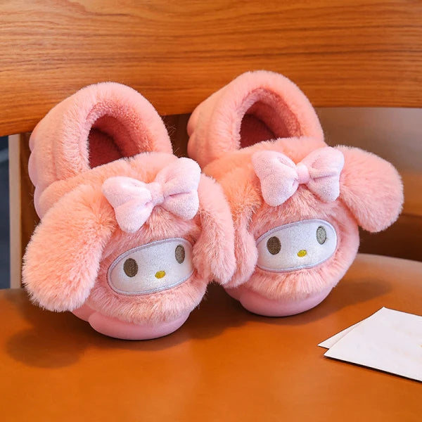 Pantoufles plates en peluche pour enfants