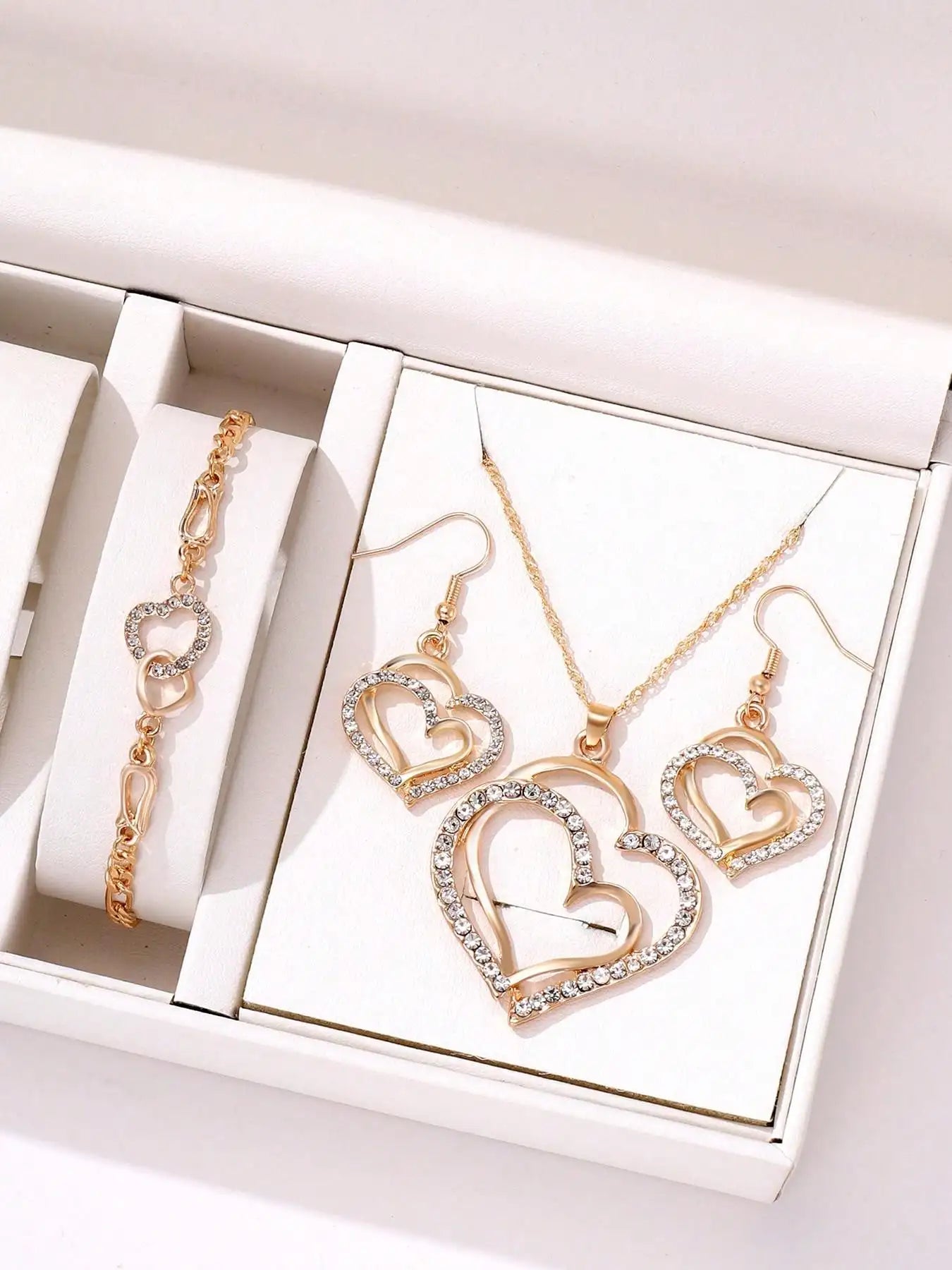 Ensemble de Bijoux 3 Pièces en Forme de Cœur