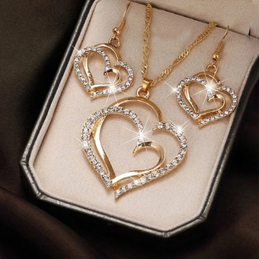 Ensemble de Bijoux 3 Pièces en Forme de Cœur