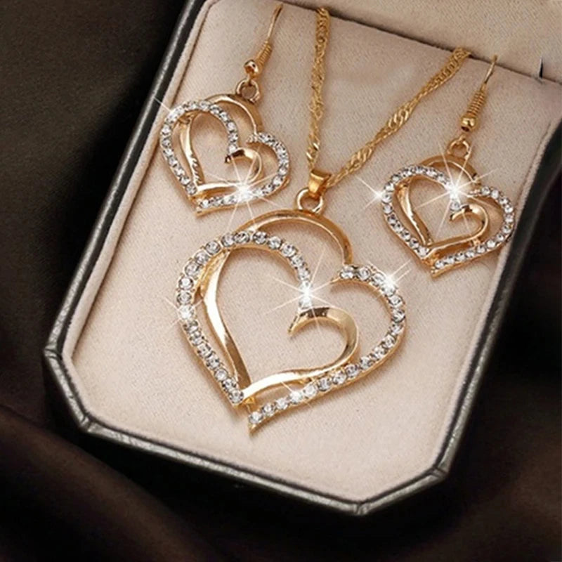 Ensemble de Bijoux 3 Pièces en Forme de Cœur