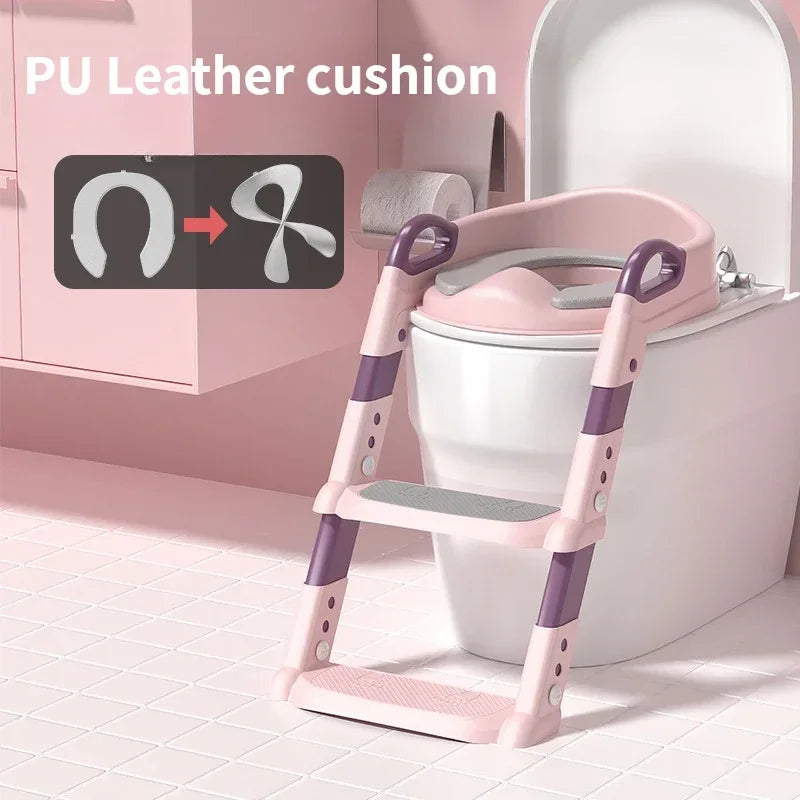Abattant de toilette enfant avec escalier et support pliant