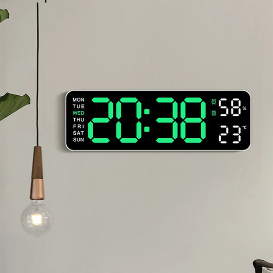 Grande horloge murale numérique LED avec température