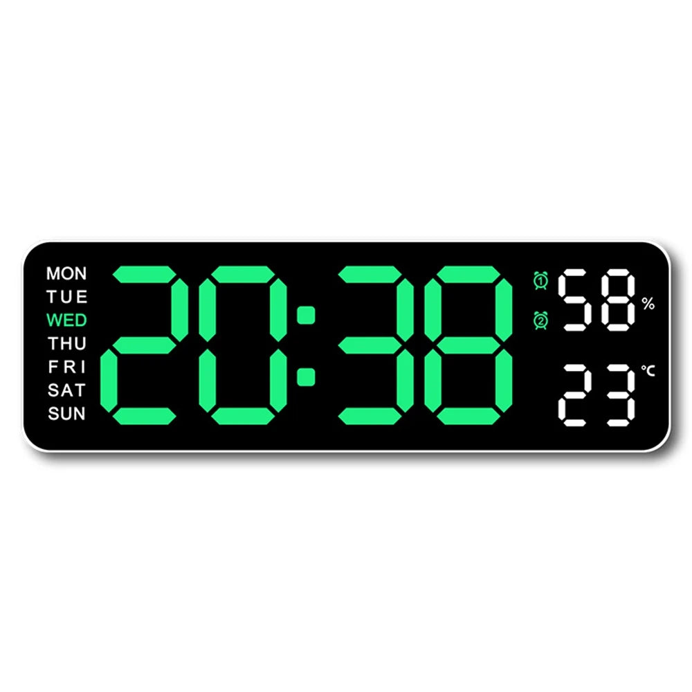 Grande horloge murale numérique LED avec température