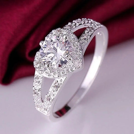 Bague en Argent Sterling 925 avec Cristal en Forme de Cœur
