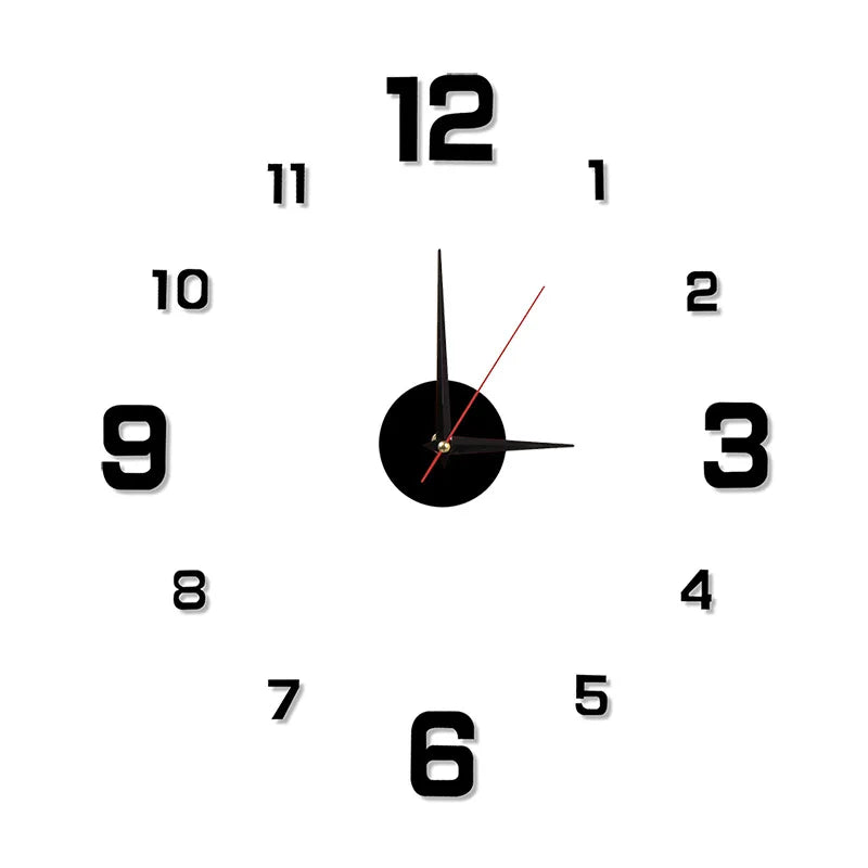 Autocollant d'horloge murale miroir en acrylique avec chiffres romains 3D